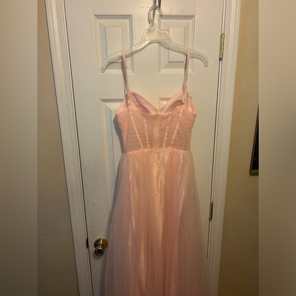 Women's👱🏽‍♀️V Neck Sleeveless Tulle Empire Waist Split Formal Dress👗Sz 9 - Picture 5 of 13